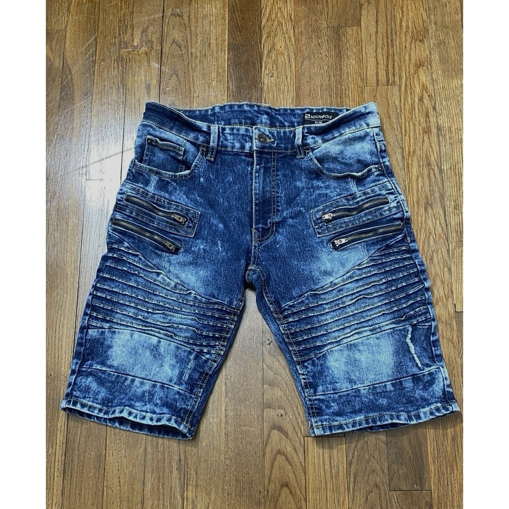 Southpole Shorts Mens Sz 30 Slim Distressed Faded Acid Washed Denim Skate Street